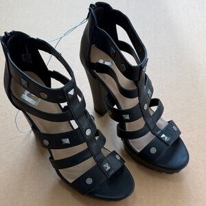 Report Black Studded Strappy Block Heel Sandals - Size 7.5